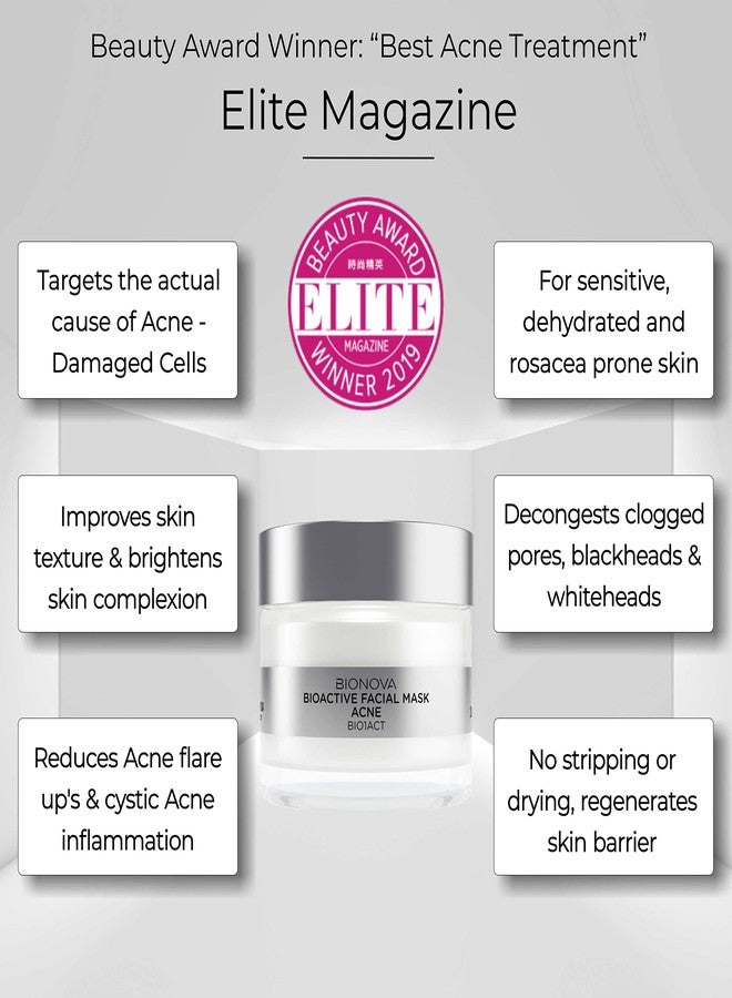 BIONOVA - Bioactive Face Mask Cream for Acne Skin - Nanocomplex of Phytosterols, Enzymes, and Antioxidants to Normalize Oil Production and Reduce Acne Flare-Ups Face Mask (2.0 oz) - Image 4
